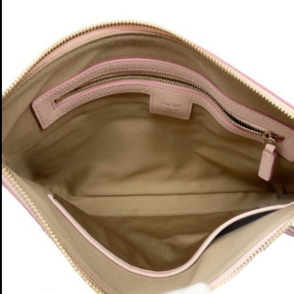 🌸 MCM Portuna Flat Visetos Coated Canvas in Powder Pink Pouch Crossbody Bag NEW - Picture 11 of 16